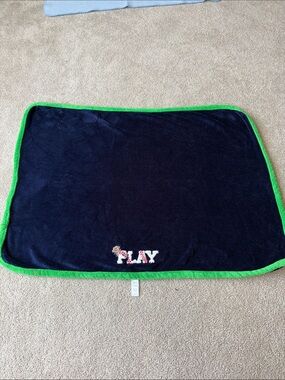 Carters Just One you Dark blue and green fleece blanket with monkey baseball